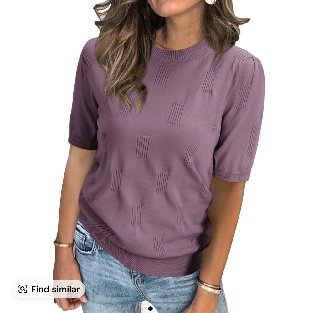 Arach & Cloz Women’s Sweater Short Sleeve Purple Sz L